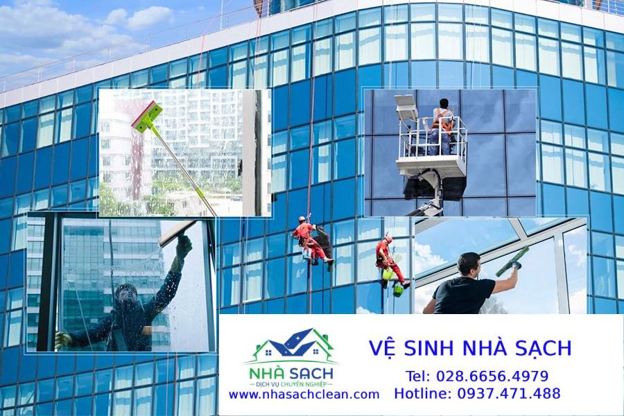 Dịch vụ vệ sinh, lau kính tòa nhà cao tầng Quận 9