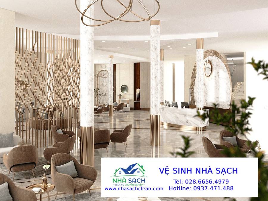 Vệ sinh sảnh lễ tân và khu vực làm việc