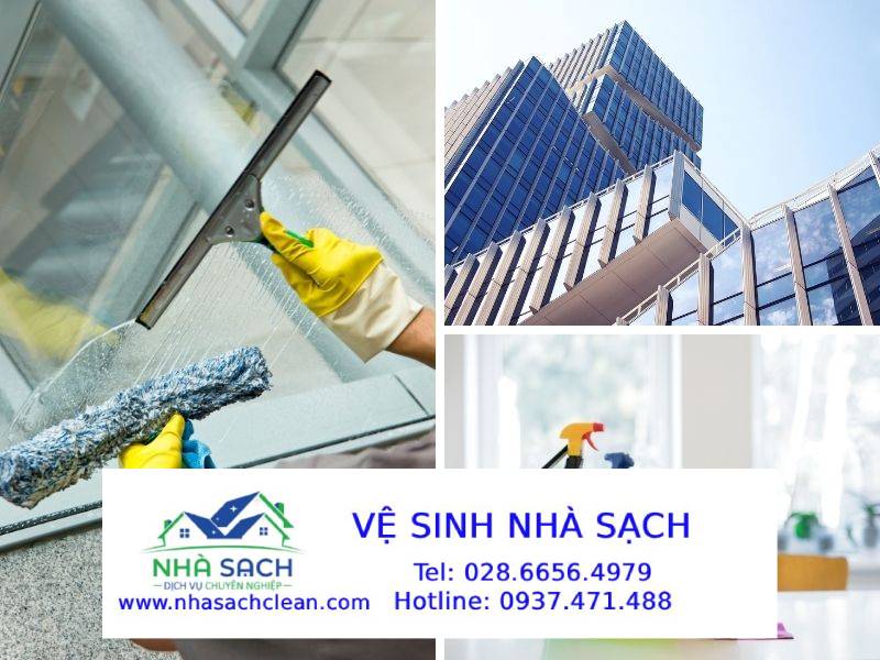 Dịch vụ vệ sinh, lau kính tòa nhà cao tầng Quận 12